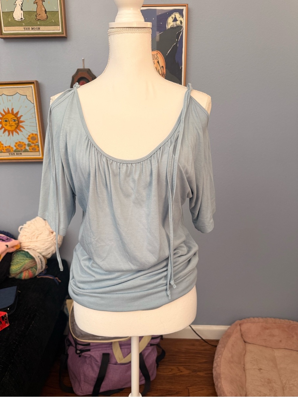 Weavers Light Blue Cold-Shoulder Camisole Top